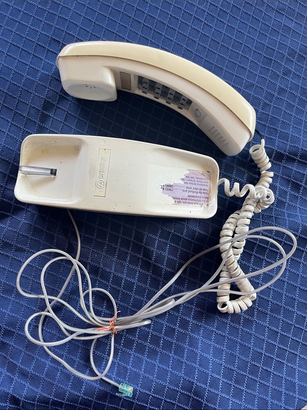 Vintage corded TRIMLINE Telephone Handset in Off-White - Classic Home Phone